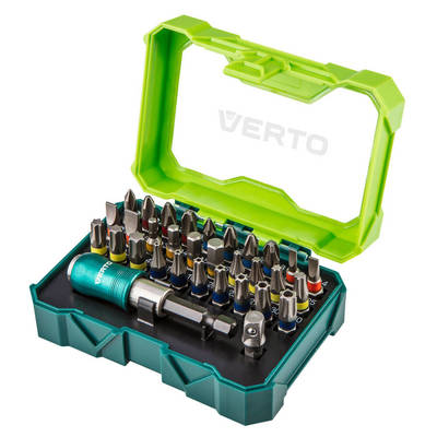 VERTO  66H620  Screwdriver bit set 32 pcs., 25 mm -  4 x PH, 4 x PZ, 4 x SL, 4 x HEX, 7 x TX, 7 x TT + magnetic holder